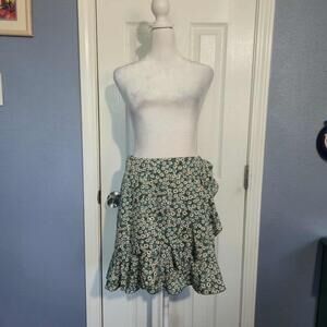 NWOT Nagoo Women S Floral Print Women's Wrap Mini Skirt with Ruffle Hem Western